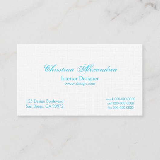 Ice Blue en Linen Damask Visitekaartjes (Voorkant)