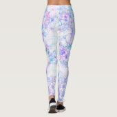 Ice Blue en Paarse Winter Blooms | Florence-Mode Leggings (Achterkant)