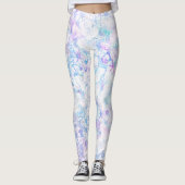 Ice Blue en Paarse Winter Blooms | Florence-Mode Leggings (Voorkant)