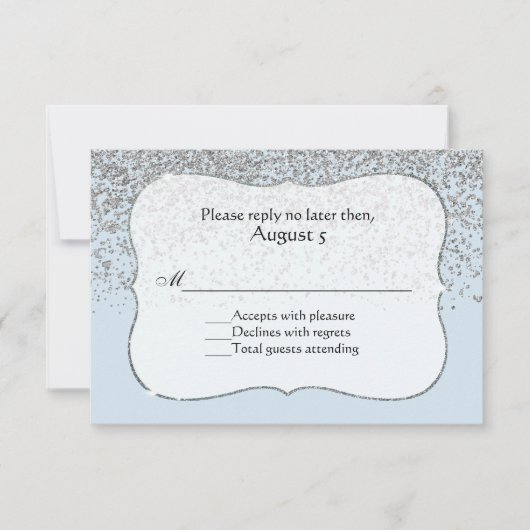 Ice Blue en Silver All Purpose RSVP-kaart RSVP Kaartje (Voorkant)