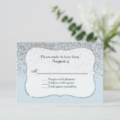Ice Blue en Silver All Purpose RSVP-kaart RSVP Kaartje (Staand voorkant)