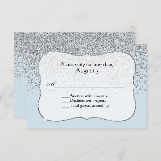 Ice Blue en Silver All Purpose RSVP-kaart RSVP Kaartje (Voorkant / Achterkant)