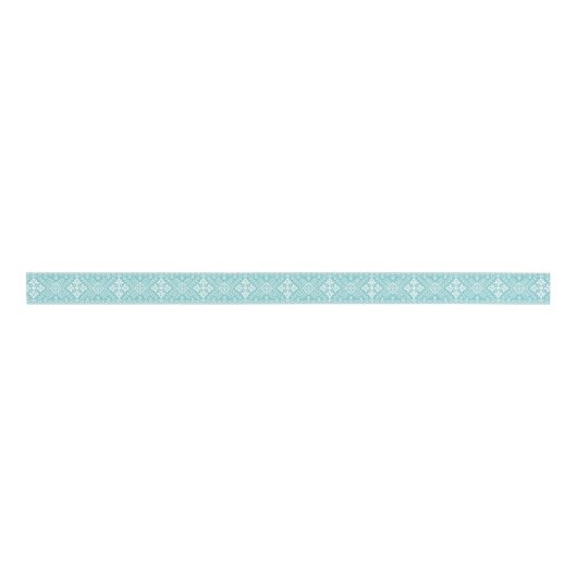 Ice Blue en White Nordic Sweater Pattern Grosgrain Lint (Voorkant)
