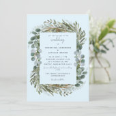 Ice Blue Eucalyptus Botanical Weddenation Kaart (Staand voorkant)