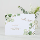 Ice Blue Eucalyptus Gold Text Vrijgezellenfeest Kaart (Staand voorkant)