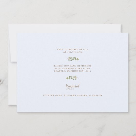 Ice Blue Eucalyptus Gold Text Vrijgezellenfeest Kaart (Achterkant)