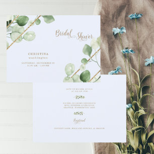 Ice Blue Eucalyptus Gold Text Vrijgezellenfeest Kaart