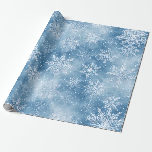 Ice Blue Fairytale Winter Silver Snowflakes Frost  Cadeaupapier (Uitgerold)