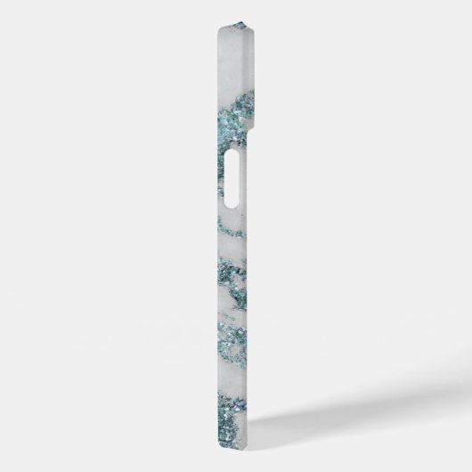 Ice Blue Faux Marble Glitter Monogram Case-Mate iPhone Case (Achterkant / Rechts)