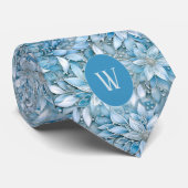 Ice Blue Floral Monogram Stropdas (Opgerold)