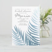 Ice Blue Foil Palm Leaves Vrijgezellenfeest Kaart (Staand voorkant)