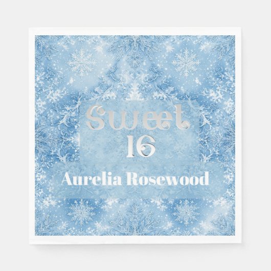 Ice Blue Frost Fairytale Winter Snow Sweet 16 Chic Servet (Voorkant)