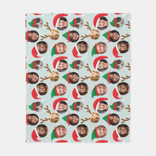 Ice Blue Gekke Christmas Crew Zes foto's Fleece Deken (Voorkant)