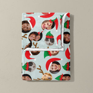 Ice Blue Gekke Christmas Crew Zes foto's Fleece Deken