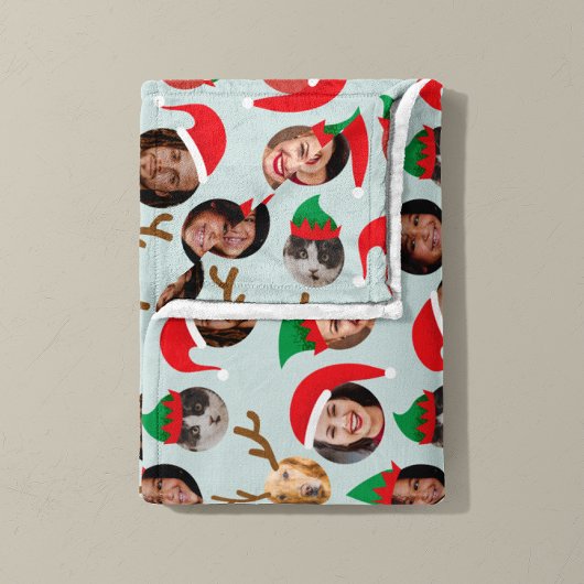 Ice Blue Gekke Christmas Crew Zes foto's Fleece Deken