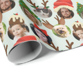 Ice Blue Gekke Kerst Petten Zes Foto Cadeaupapier (Rol Hoek)