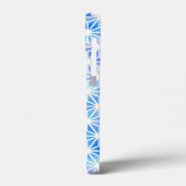 Ice Blue Geometric Grid Pattern Monogram Case-Mate iPhone Case (Achterkant / Links)