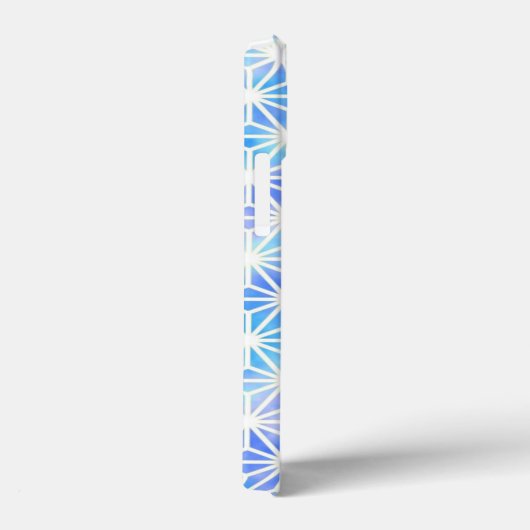 Ice Blue Geometric Grid Pattern Monogram Case-Mate iPhone Case (Achterkant / Rechts)