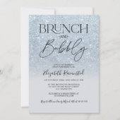 Ice blue glitter chic brunch bubbly vrijgezellenfe kaart (Voorkant)