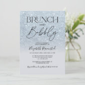 Ice blue glitter chic brunch bubbly vrijgezellenfe kaart (Staand voorkant)