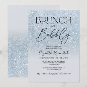 Ice blue glitter chic brunch bubbly vrijgezellenfe kaart