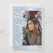 Ice blue glitter ombre script 4 foto's Sweet 16 Kaart (Voorkant)