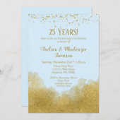 Ice Blue Gold Confetti Jubileum Kaart (Voorkant / Achterkant)