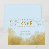 Ice Blue Gold Confetti RSVP Weddenschap Response Kaartje (Voorkant / Achterkant)