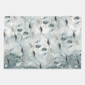 Ice Blue Gray Winter Holly Berries Golden Snowfall Inpakpapier Vel (Voorkant 2)