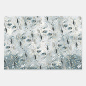 Ice Blue Gray Winter Holly Berries Golden Snowfall Inpakpapier Vel (Voorkant 3)
