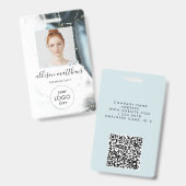 Ice Blue Grey Black Marmer Achtergrond Badge (Voor- en achterkant)