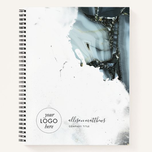 Ice Blue Grey Black Marmer Achtergrond Notitieboek (Voorkant)