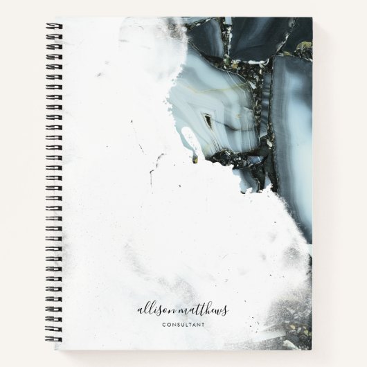 Ice Blue Grey Black Marmer Achtergrond Notitieboek (Voorkant)