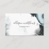 Ice Blue Grey Black Marmer Achtergrond Visitekaartje (Voorkant)