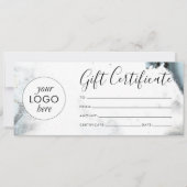 Ice Blue Grey Zwart Marmer Cadeaubon (Voorkant)