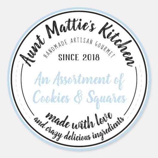 Ice Blue Handmade Gourmet Food Label (Voorkant)