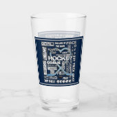 Ice Blue Heart Hockey Words White Logo 2 Glas (Achterkant)