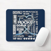 Ice Blue Heart Hockey Words White Logo 2 Muismat (Met muis)