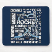 Ice Blue Heart Hockey Words White Logo 2 Muismat (Voorkant)
