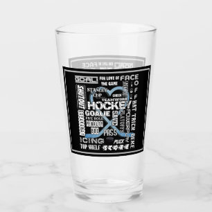 Ice Blue Heart Hockey Words White Logo Glas