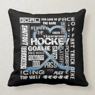 Ice Blue Heart Hockey Words White Logo Kussen