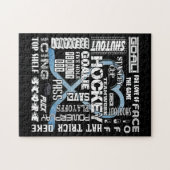 Ice Blue Heart Hockey Words White Logo Legpuzzel (Horizontaal)