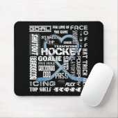 Ice Blue Heart Hockey Words White Logo Muismat (Met muis)