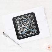 Ice Blue Heart Hockey Words White Logo Vierkante Sticker (Envelop)