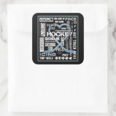 Ice Blue Heart Hockey Words White Logo Vierkante Sticker (Tas)