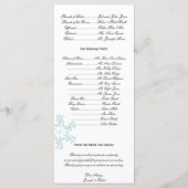 Ice Blue Heart Snowflake Wedding Programma Programmakaart (Achterkant)