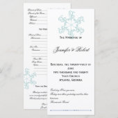 Ice Blue Heart Snowflake Wedding Programma Programmakaart (Voorkant / Achterkant)