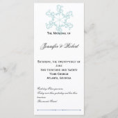 Ice Blue Heart Snowflake Wedding Programma Programmakaart (Voorkant)
