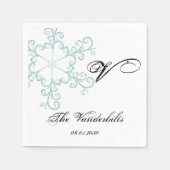 Ice Blue Heart Snowflake Wedding Servet (Voorkant)