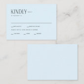 Ice Blue Hedendaagse bruiloft RSVp Informatiekaartje (Voorkant / Achterkant)